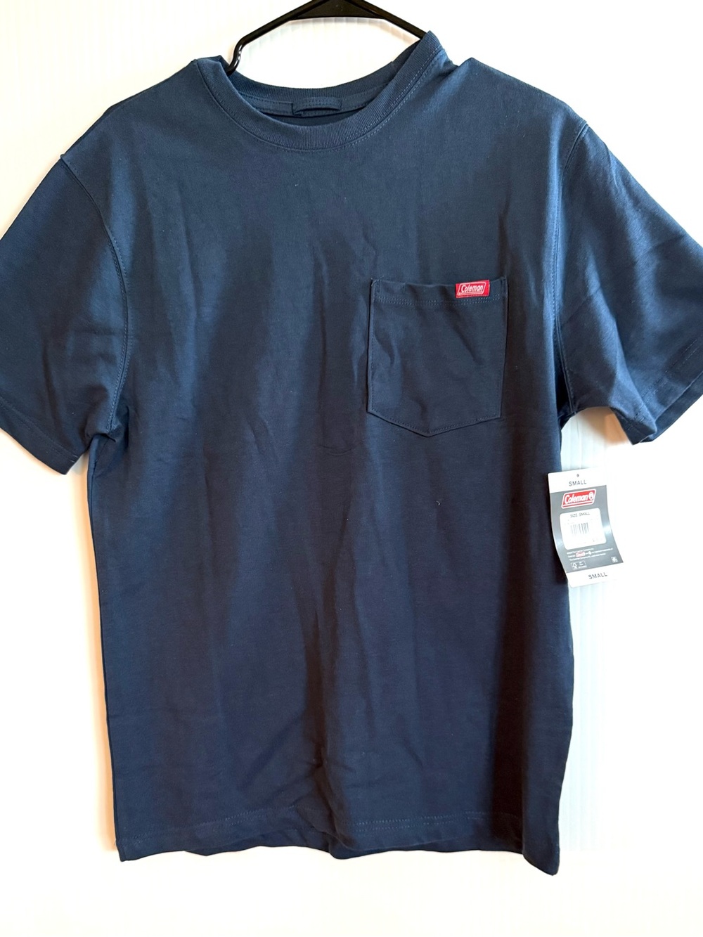 Coleman Navy Blue Short-Sleeve Pocket Tee with Red Logo Tab